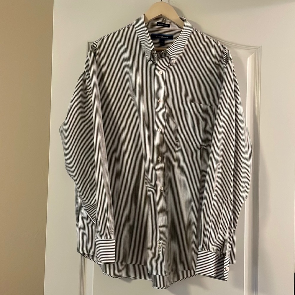Gray striped button up shirt